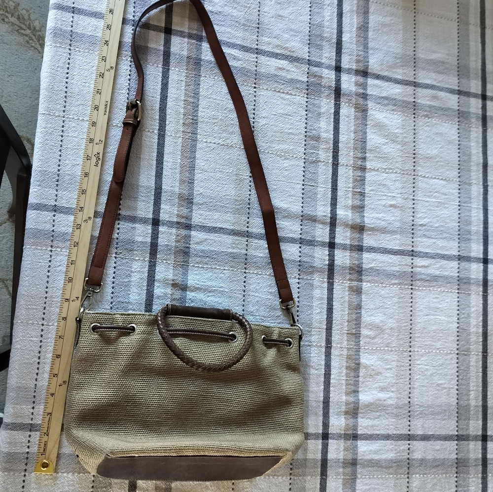 Relic by Fossil drawstring‎ bucket bag Brown/Tan Cottagecore Vintage Boho Casual - Picture 9 of 9